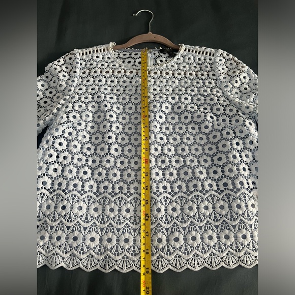 J. Crew Blue Daisylace Bell Sleeve Party Top - Picture 13 of 14